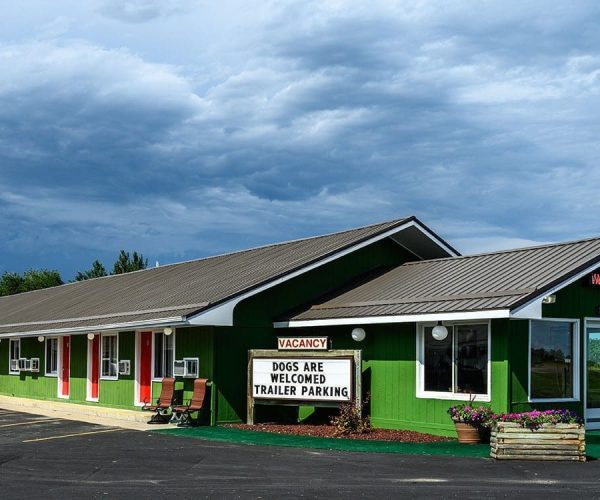 One section of Welsh’s Motel showing the office and room doors in Wall, SD One section of Welsh's Motel showing the office and room doors in Wall, SD
